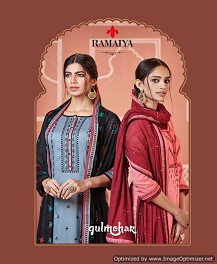 Gulmohar By Ramaiya Desinger Jam Coda Silk Dress Material Collection