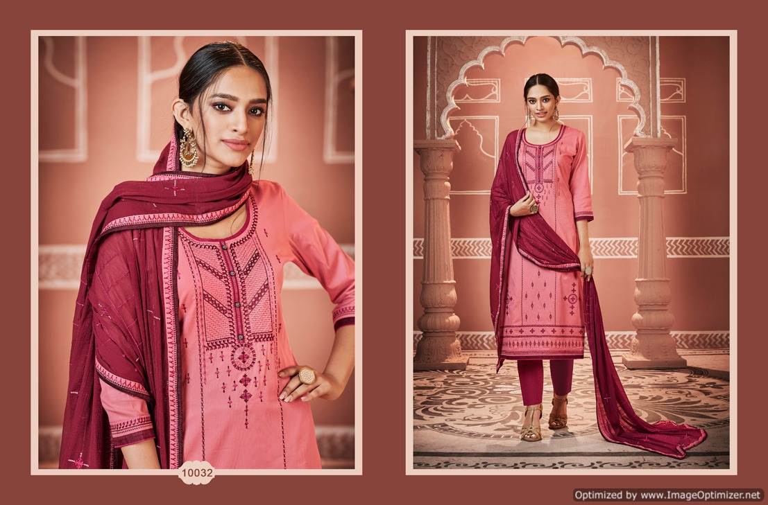 Gulmohar By Ramaiya Desinger Jam Coda Silk Dress Material Collection