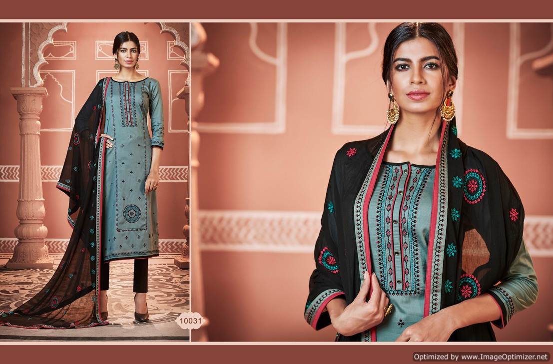 Gulmohar By Ramaiya Desinger Jam Coda Silk Dress Material Collection