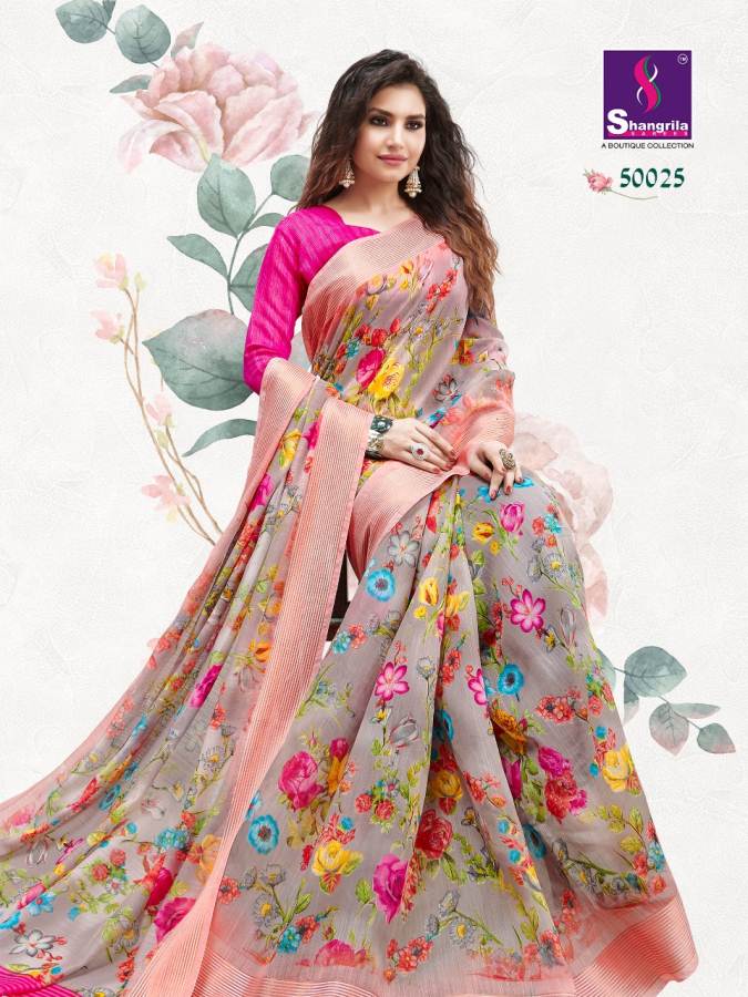 Jaipuri Linen By Shangrila Designers Line Cotton Sarees Catalogue