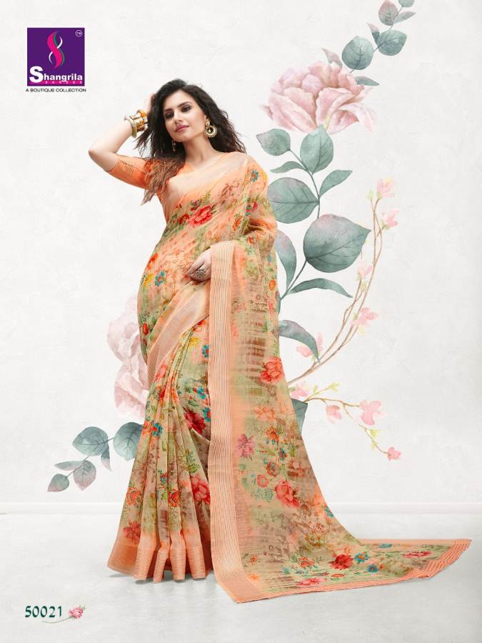 Jaipuri Linen By Shangrila Designers Line Cotton Sarees Catalogue