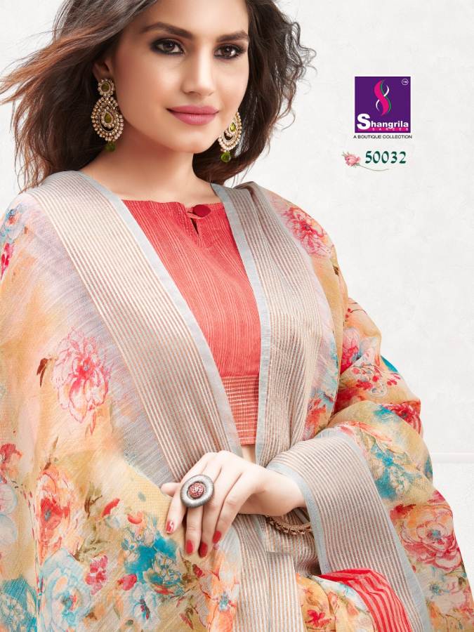 Jaipuri Linen By Shangrila Designers Line Cotton Sarees Catalogue