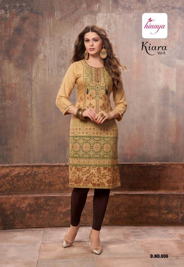 Kiara Vol 6 By Hinaya Casual Wear Printed Kurtis Catalogue
