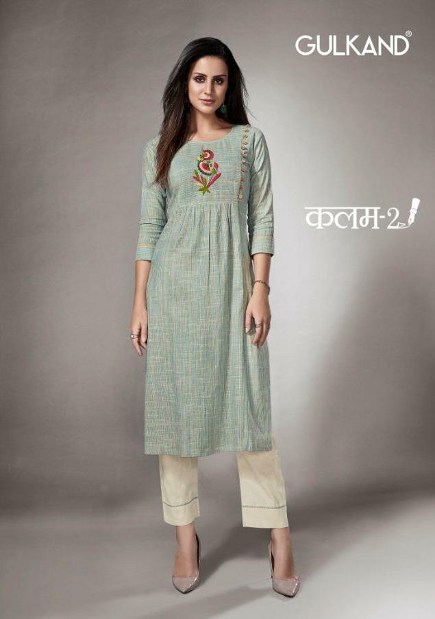 Kalam Vol 2 By Gulkand Handloom Cotton Kurti With Pant Collection