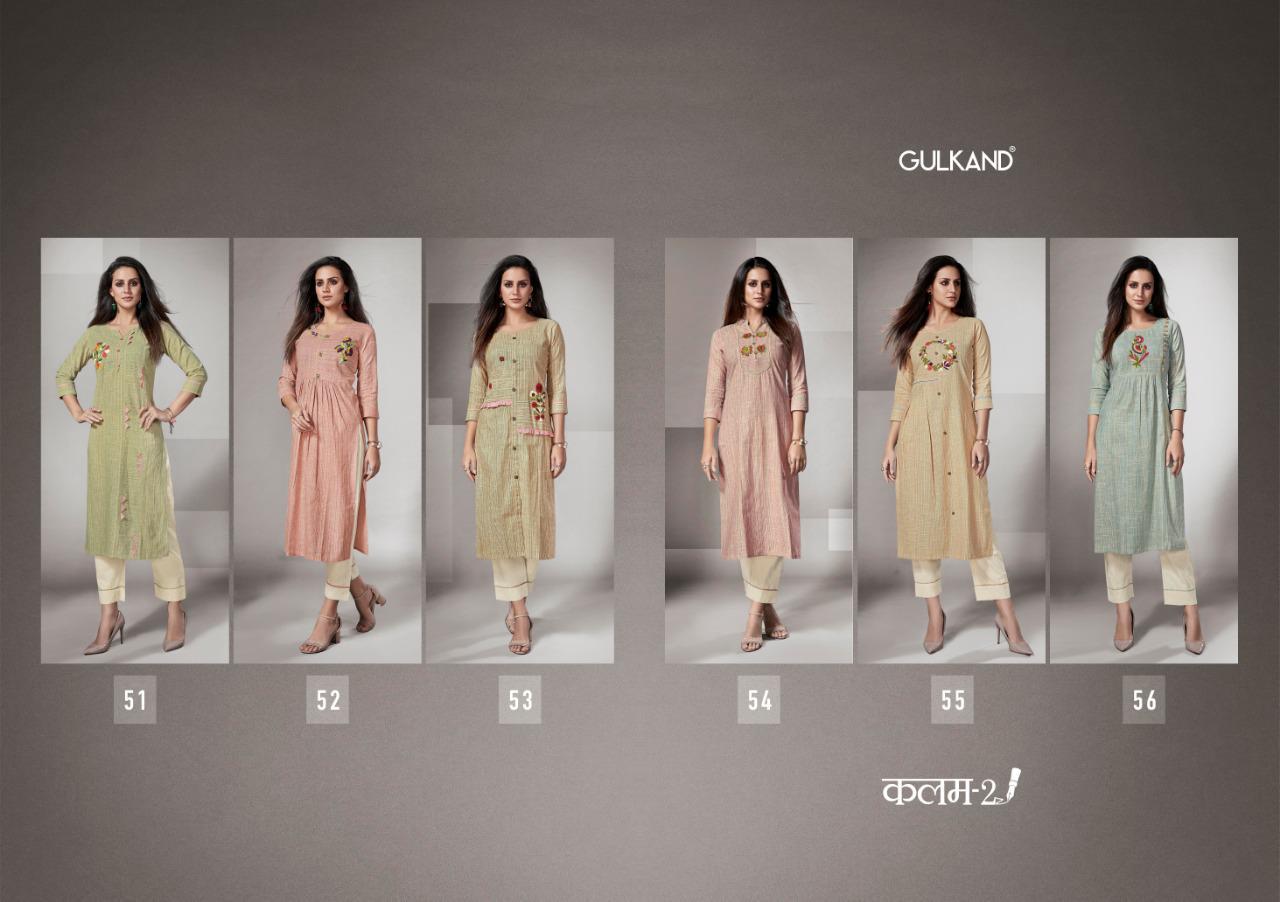 Kalam Vol 2 By Gulkand Handloom Cotton Kurti With Pant Collection