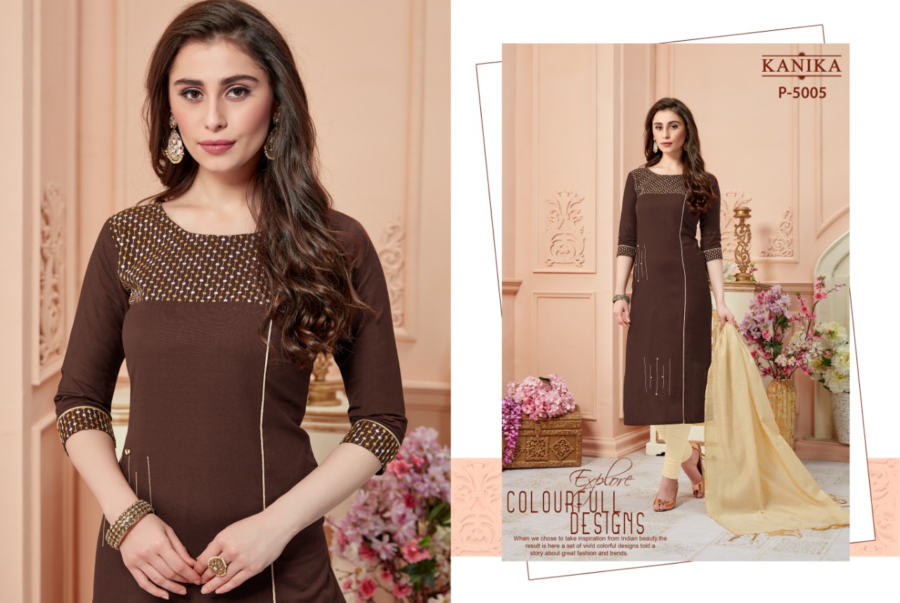 Rangoon By Kanika Cotton Flex With Embroidery Work Kurtis Collcetion