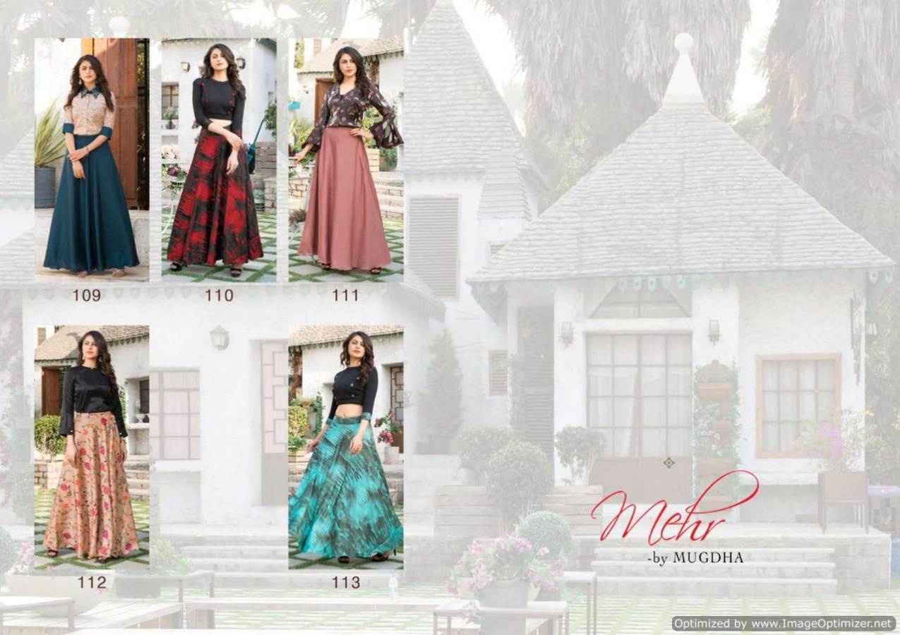Maher Vol 3 By Mugdha Designer Top With Skirt Collection