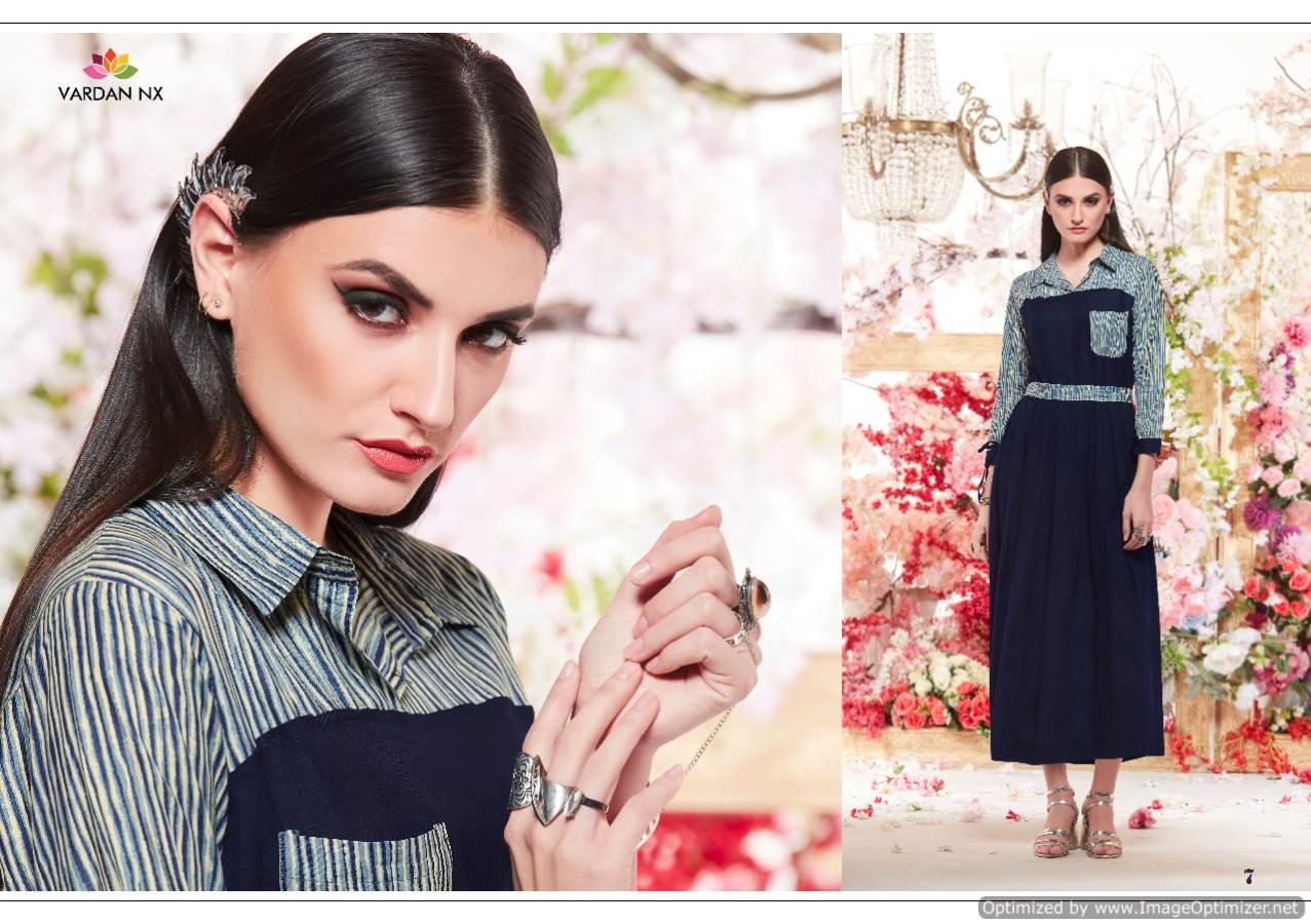 Nirvu Vol 1 By Vardan Designer Rayon Long Kurtis Collection