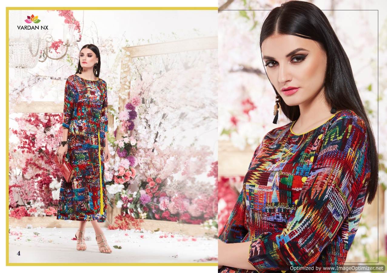 Nirvu Vol 1 By Vardan Designer Rayon Long Kurtis Collection