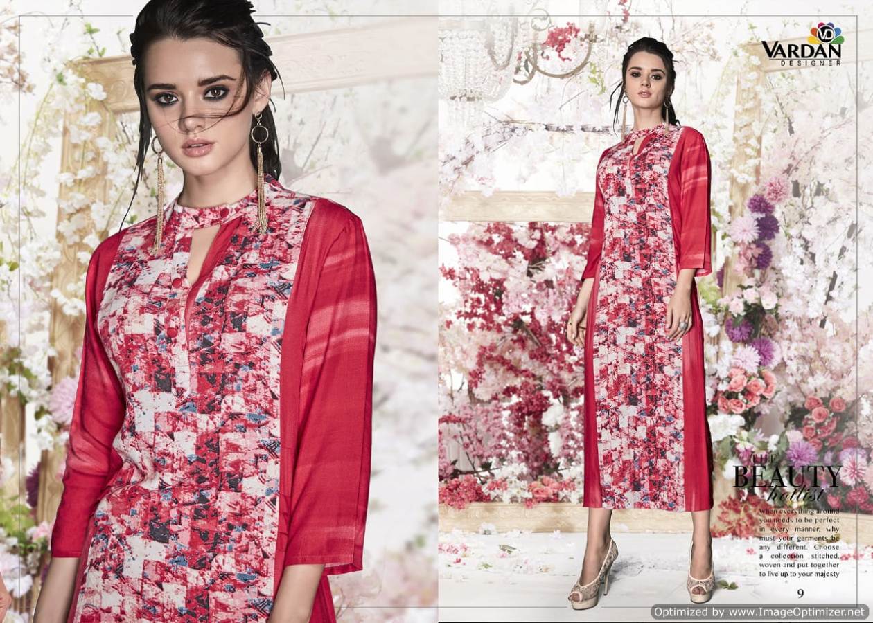 Nirvu Vol 1 By Vardan Designer Rayon Long Kurtis Collection