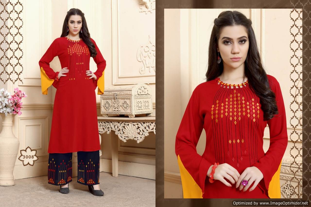 Noor Vol 3 By Kajri  Heavy Rayon State  Kurti With Plazoo Collection