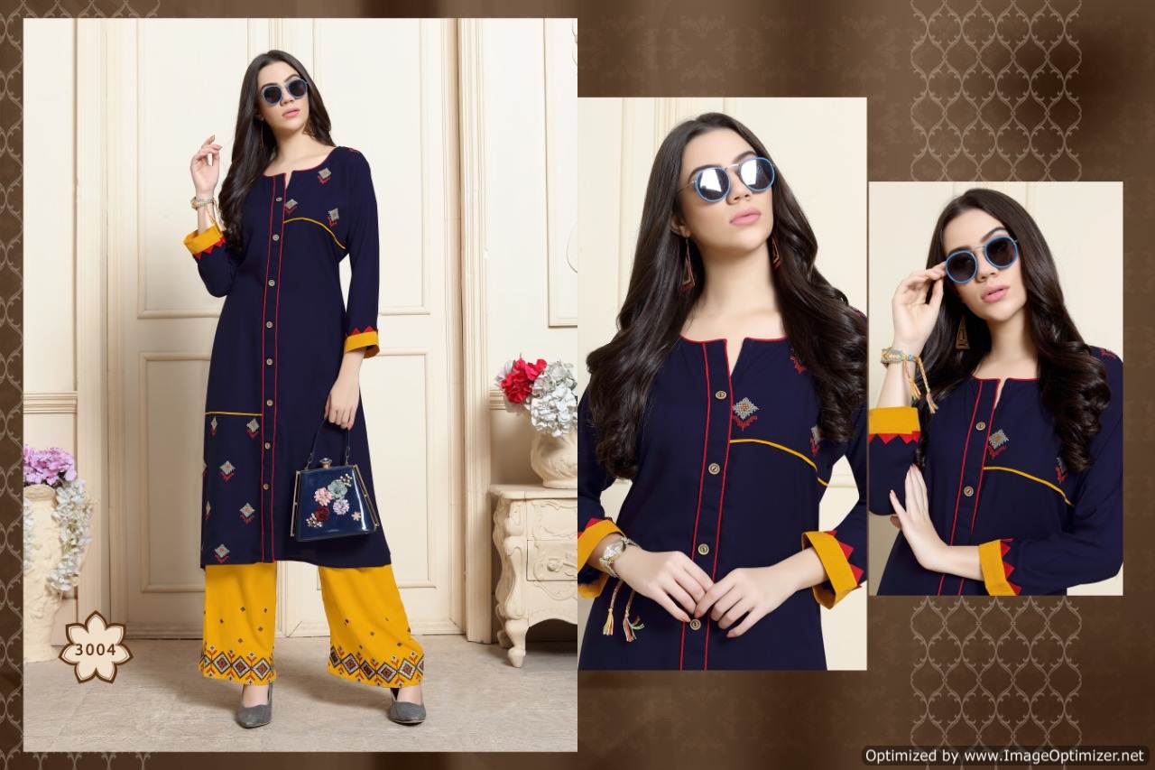 Noor Vol 3 By Kajri  Heavy Rayon State  Kurti With Plazoo Collection