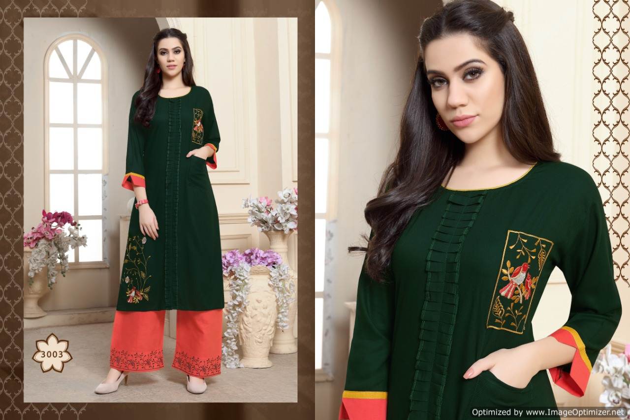 Noor Vol 3 By Kajri  Heavy Rayon State  Kurti With Plazoo Collection