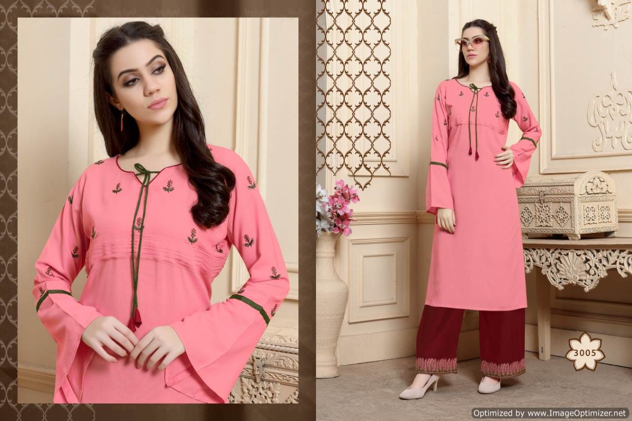 Noor Vol 3 By Kajri  Heavy Rayon State  Kurti With Plazoo Collection