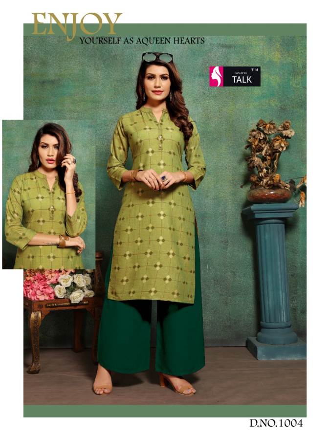 Panghat Vol 1 By Fashion Talk Straight Kurti With Plazzo Catalogue
