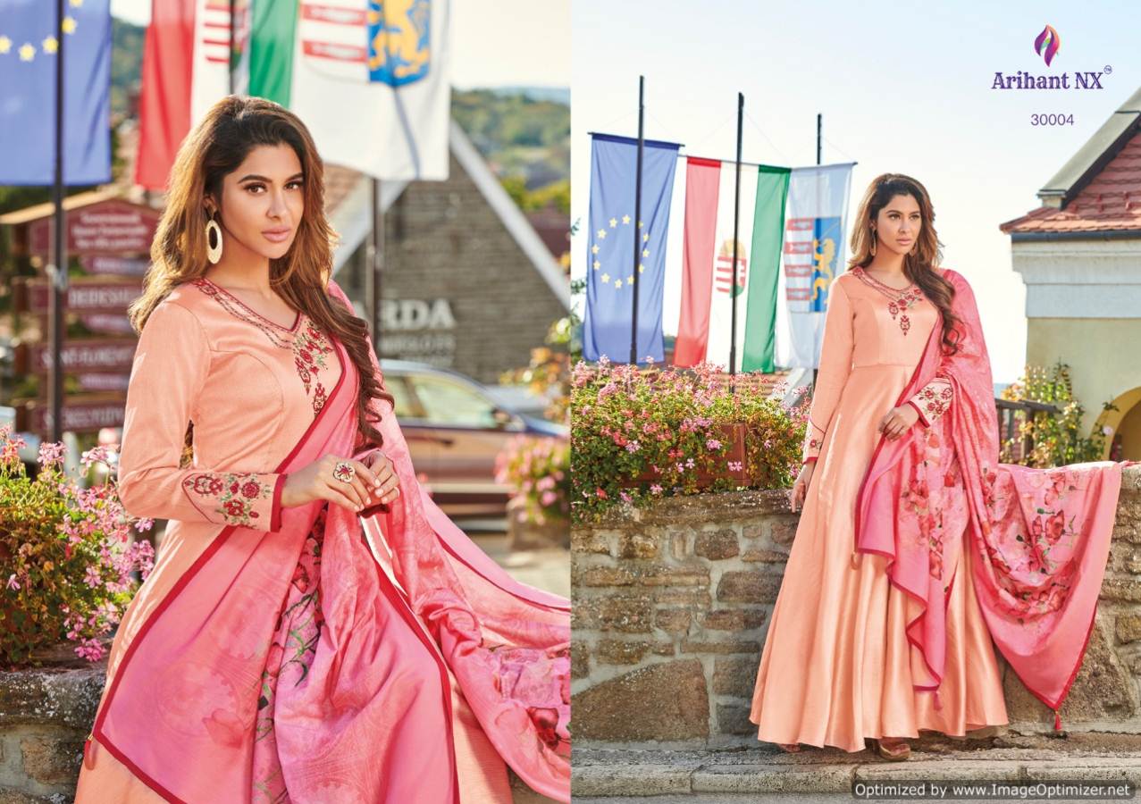 Rubinaa By Arihant Nx Zorba Silk Designer Gown Types Suit Catalogue