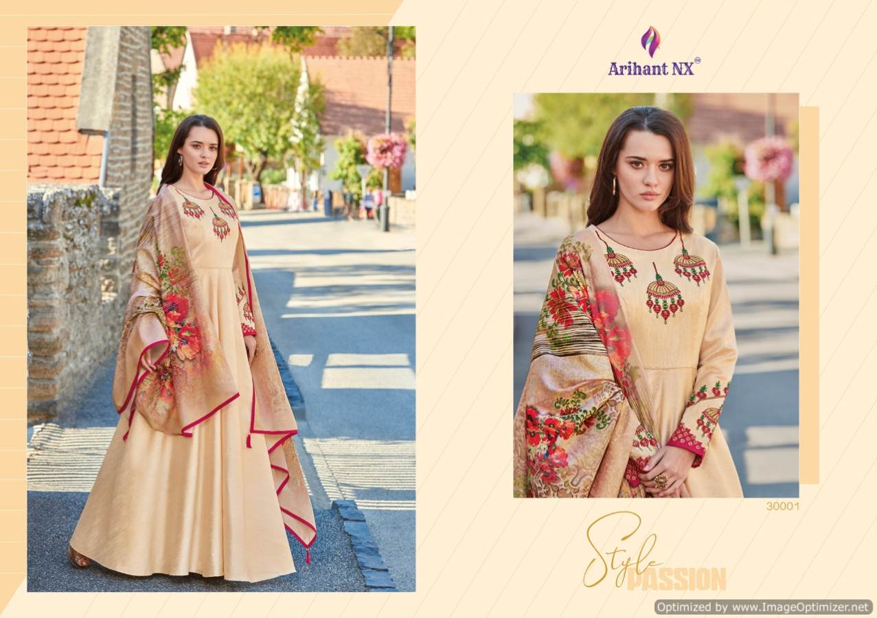 Rubinaa By Arihant Nx Zorba Silk Designer Gown Types Suit Catalogue