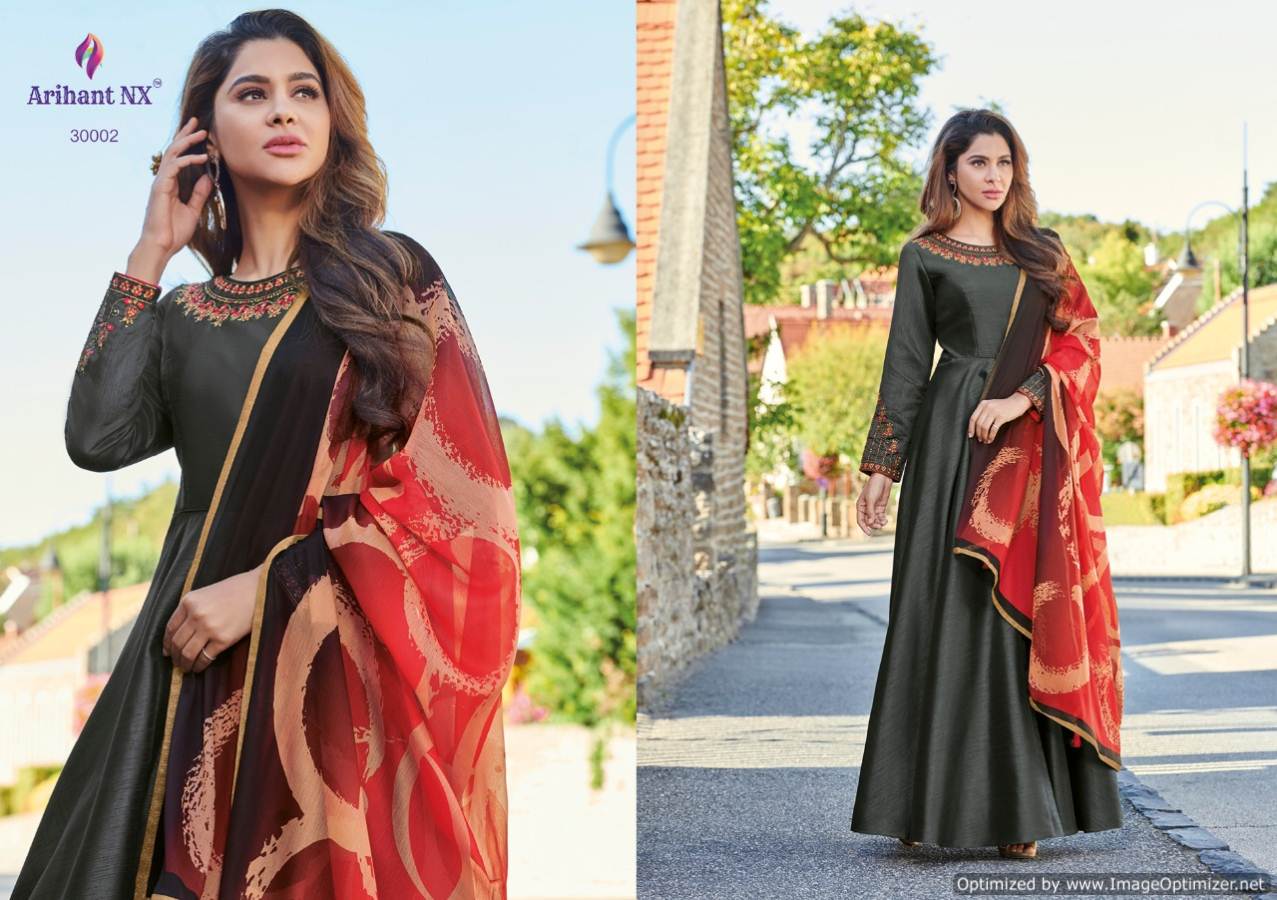 Rubinaa By Arihant Nx Zorba Silk Designer Gown Types Suit Catalogue