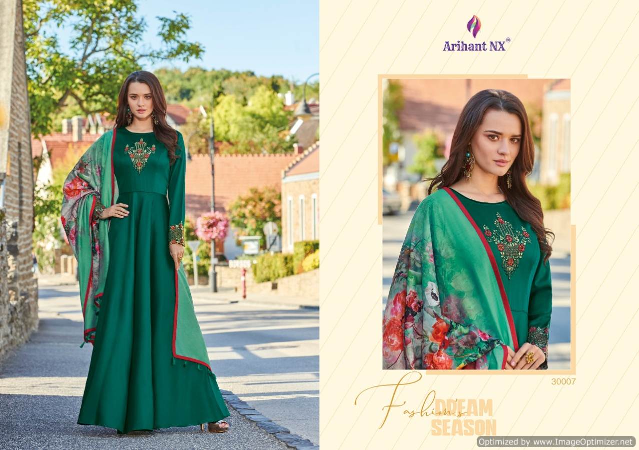 Rubinaa By Arihant Nx Zorba Silk Designer Gown Types Suit Catalogue