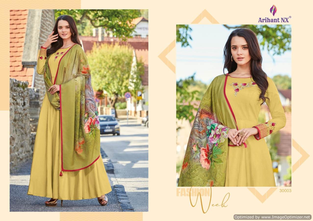 Rubinaa By Arihant Nx Zorba Silk Designer Gown Types Suit Catalogue