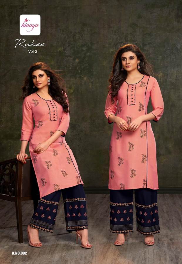 Ruhee Vol 2 By Hinaya Designer Kurtis With Plazzo Collection
