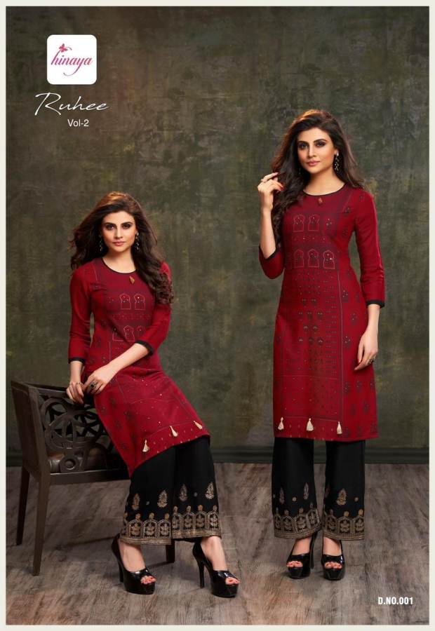 Ruhee Vol 2 By Hinaya Designer Kurtis With Plazzo Collection