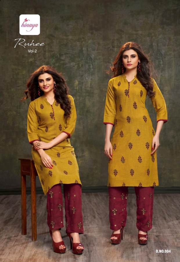 Ruhee Vol 2 By Hinaya Designer Kurtis With Plazzo Collection