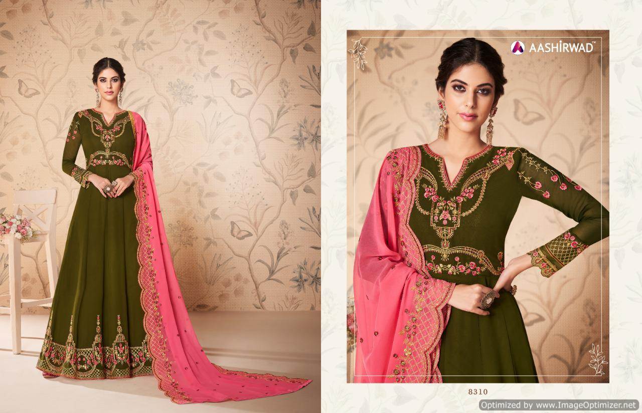 Saloni By Aashirwad Georgette Heavy Designer Salwar Suits Catalogue