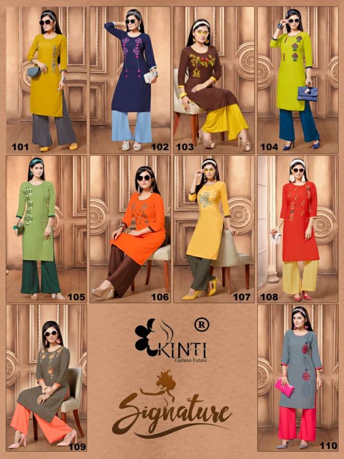 Signature By Kinti Rayon Straight Kurti Plazzo Collection