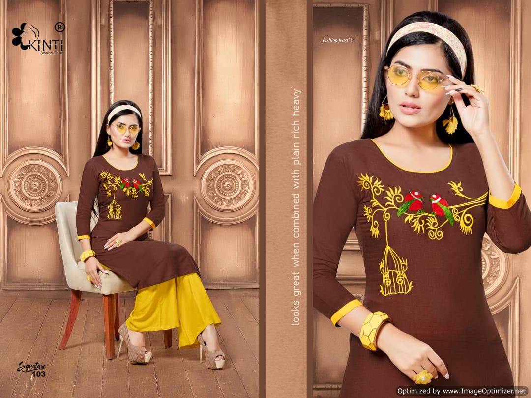 Signature By Kinti Rayon Straight Kurti Plazzo Collection