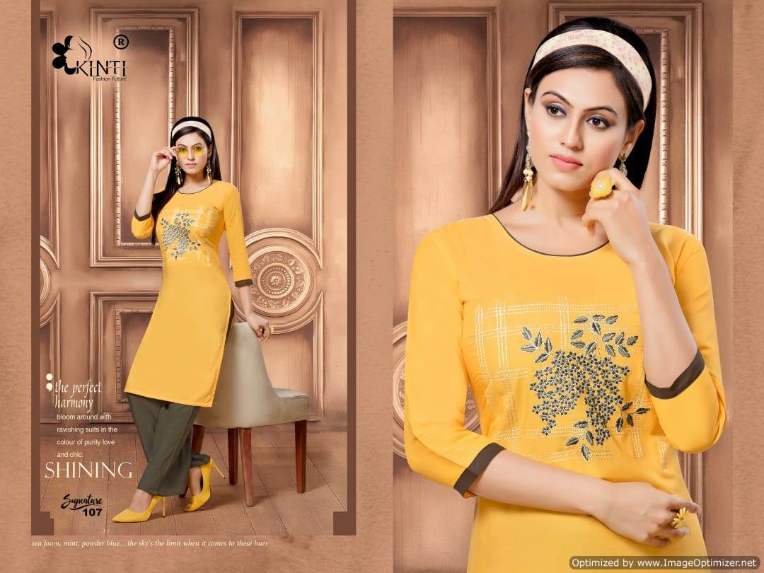 Signature By Kinti Rayon Straight Kurti Plazzo Collection