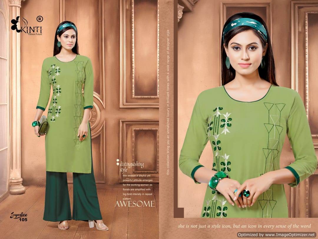 Signature By Kinti Rayon Straight Kurti Plazzo Collection