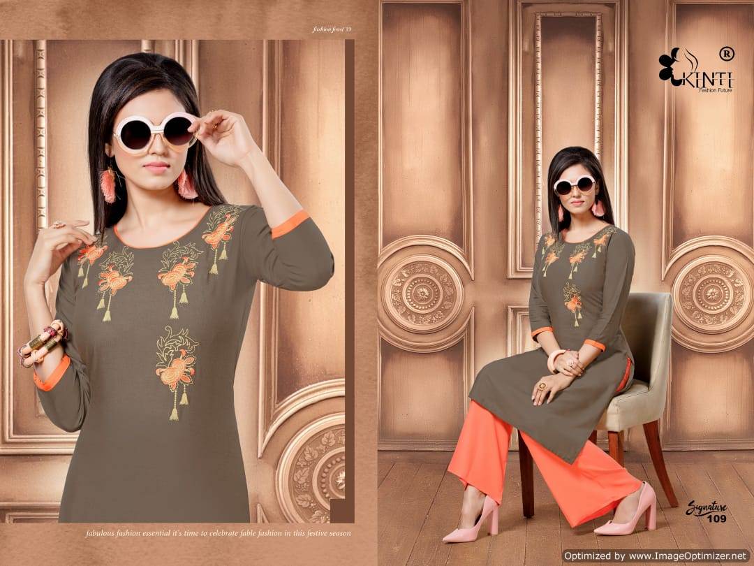 Signature By Kinti Rayon Straight Kurti Plazzo Collection