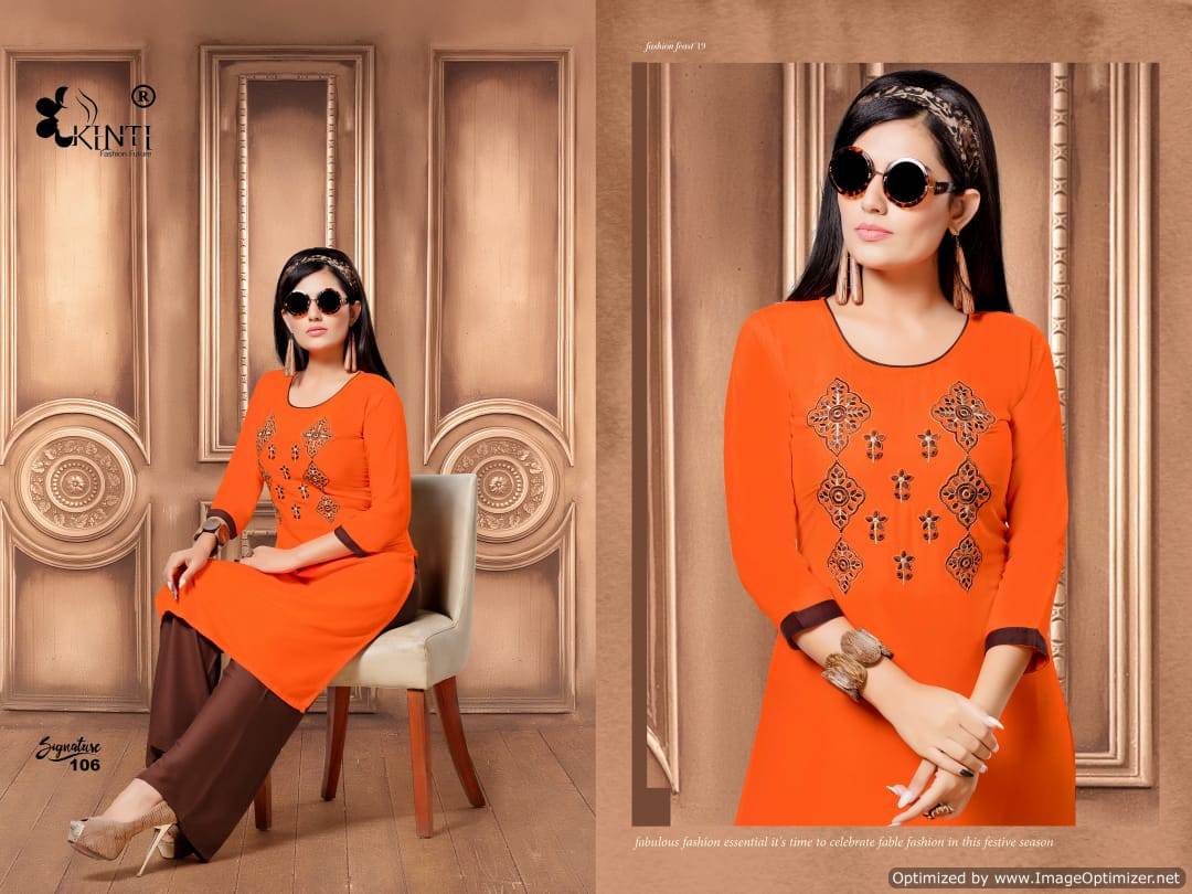 Signature By Kinti Rayon Straight Kurti Plazzo Collection