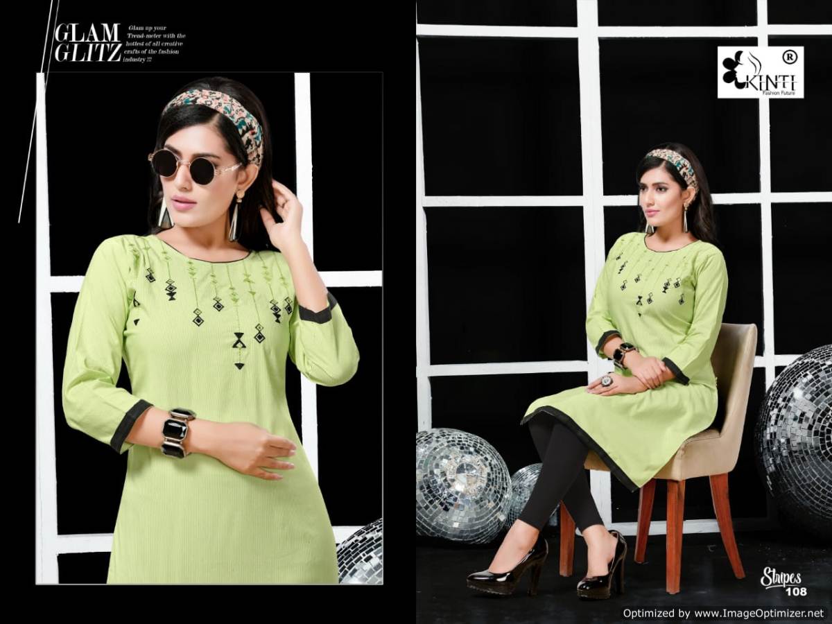 Strips By 	Kinti Cotton Casual Wear Kurtis Catalogue