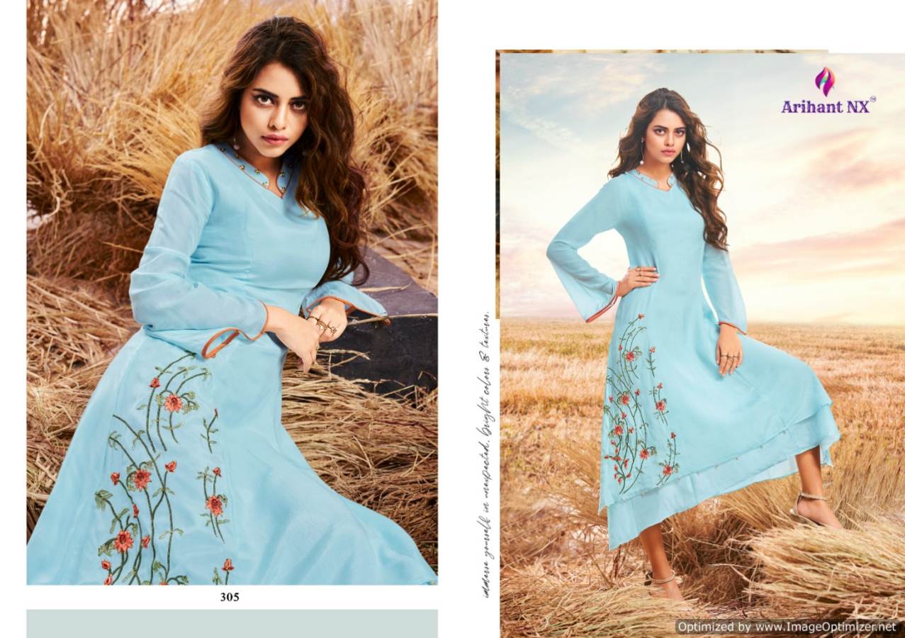 Arihant Present Upstylish Pure Viscose Muslin Silk Designer Kurtis Catalogue