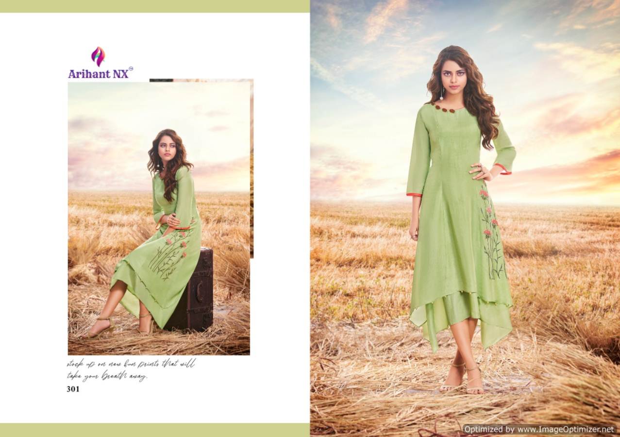 Arihant Present Upstylish Pure Viscose Muslin Silk Designer Kurtis Catalogue