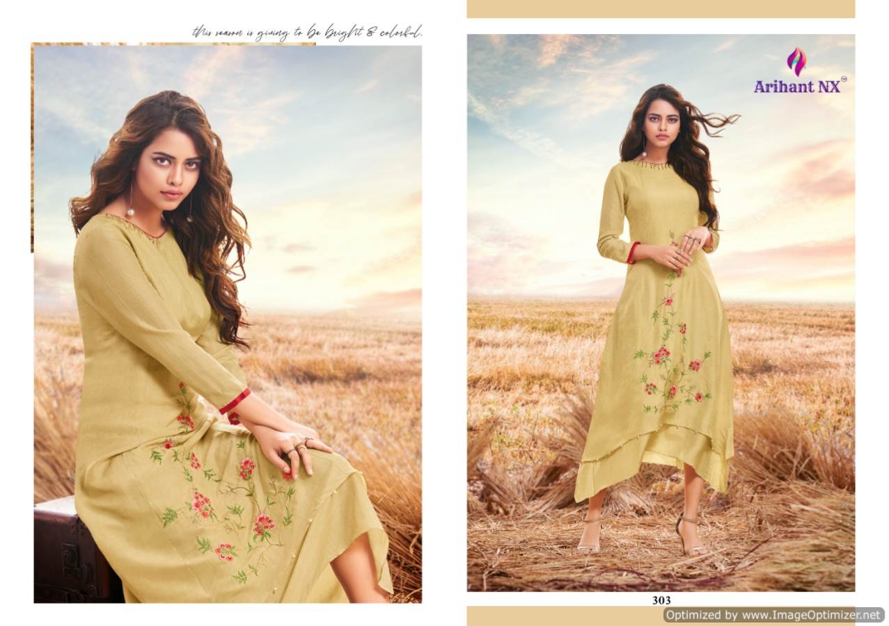 Arihant Present Upstylish Pure Viscose Muslin Silk Designer Kurtis Catalogue