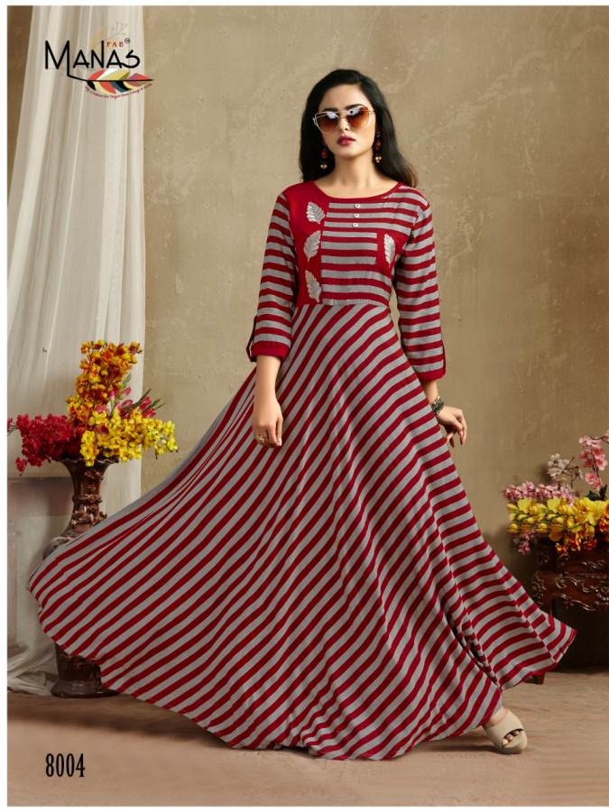 Classic By Manas Festive Wear Rayon Printed Long Kurtis Catalogue