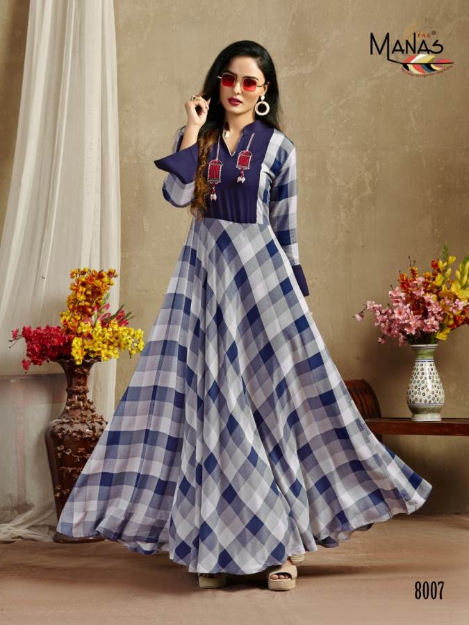 Classic By Manas Festive Wear Rayon Printed Long Kurtis Catalogue