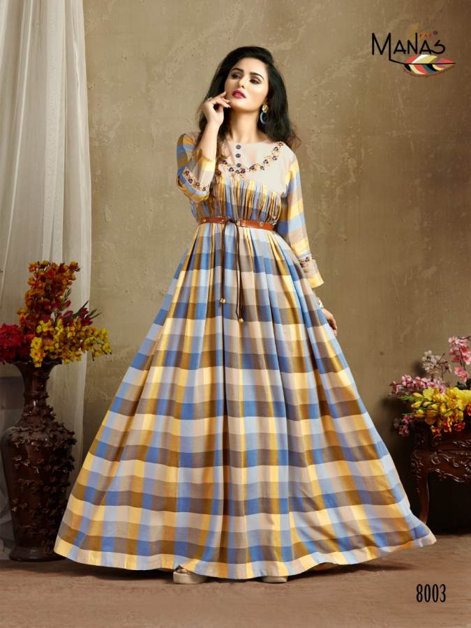 Classic By Manas Festive Wear Rayon Printed Long Kurtis Catalogue