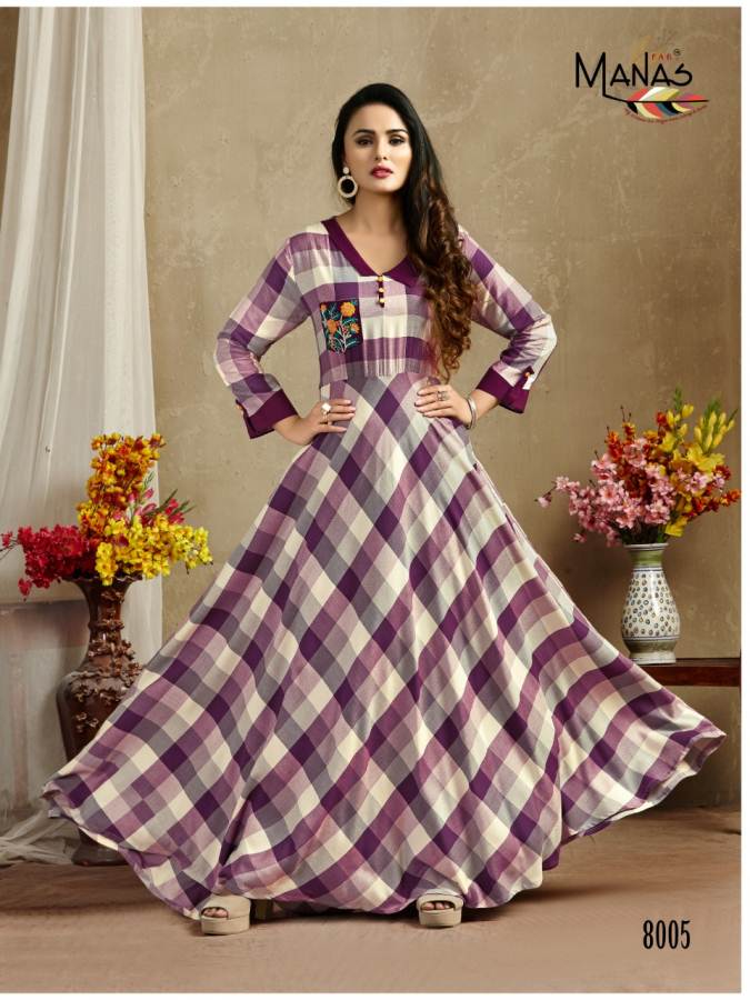 Classic By Manas Festive Wear Rayon Printed Long Kurtis Catalogue