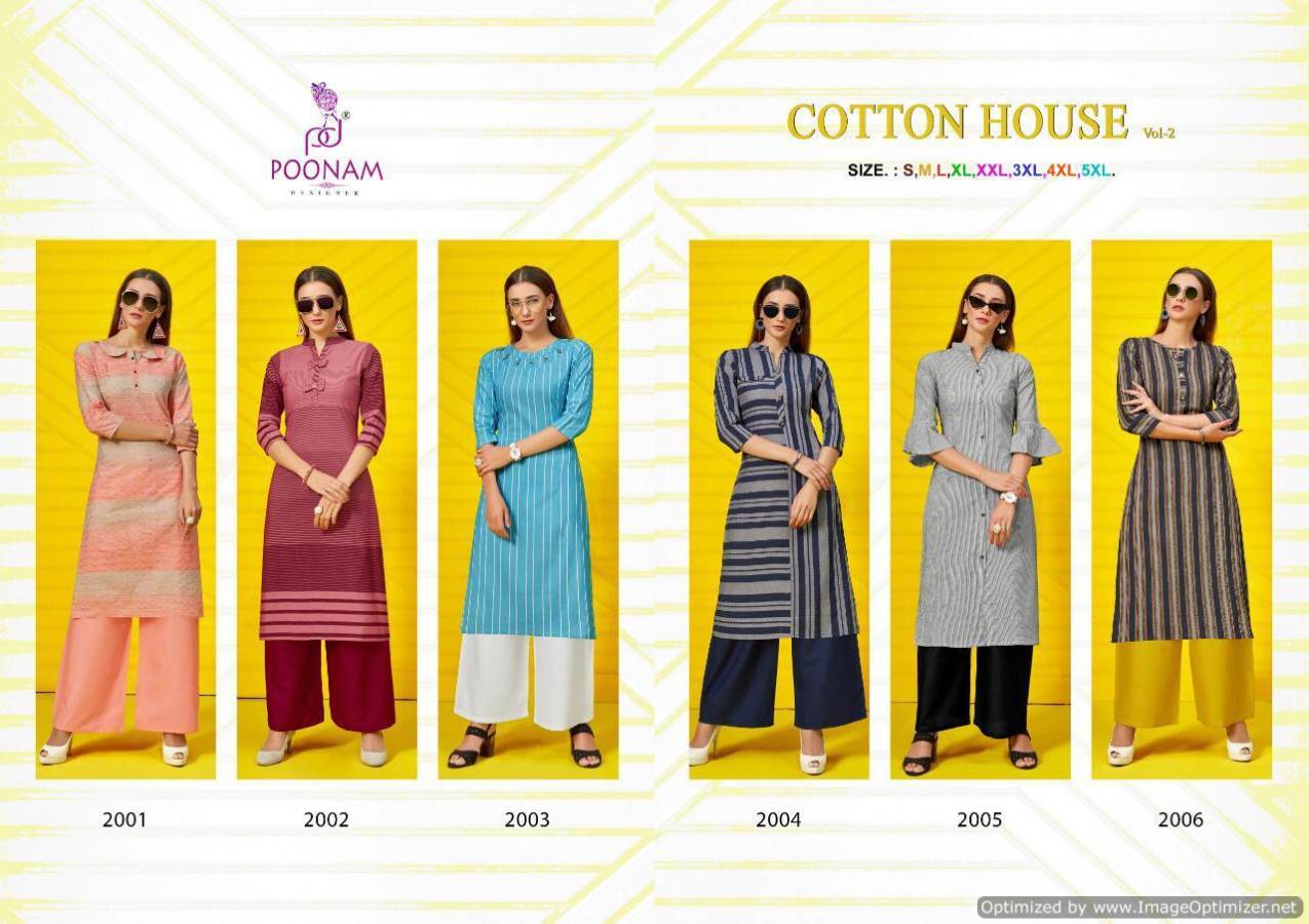 Cotton House Vol 2 By Poonam Pure Cotton Printed Kurti With Palazzo Collection