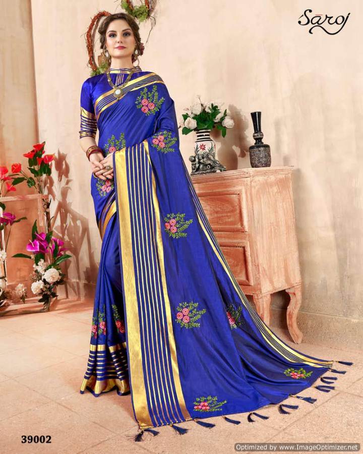 Kadmbari By Saroj Designer Sana Silk Embroidered Saree Collection