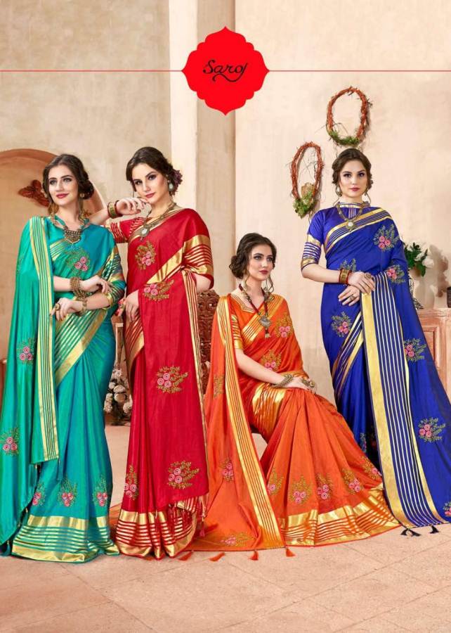 Kadmbari By Saroj Designer Sana Silk Embroidered Saree Collection