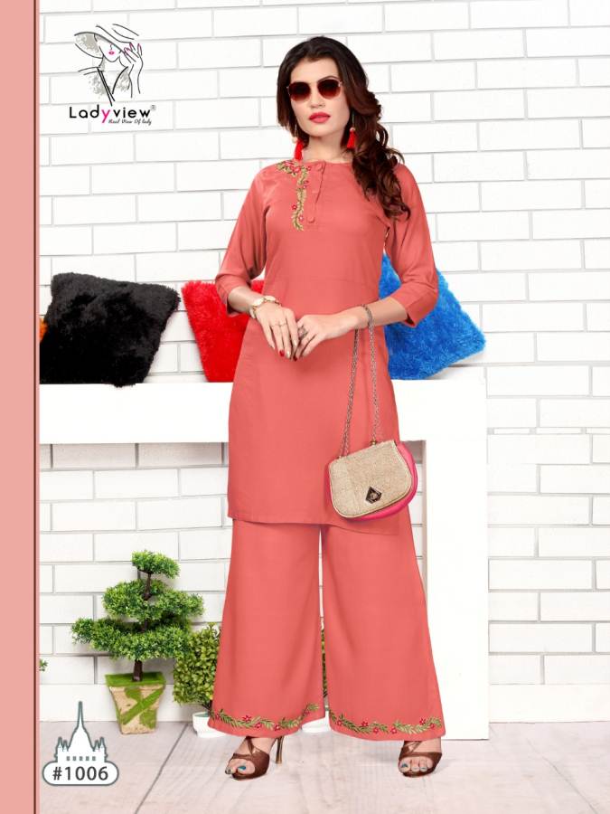 Ladyview Present New Plazzo Point Premium Quality Rayon Kurti With Bottom