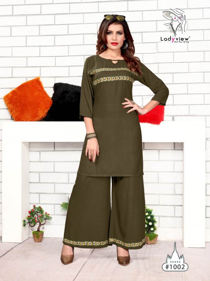 Ladyview Present New Plazzo Point Premium Quality Rayon Kurti With Bottom