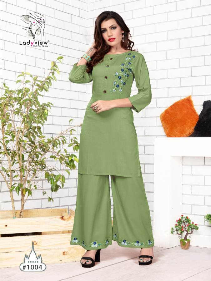 Ladyview Present New Plazzo Point Premium Quality Rayon Kurti With Bottom