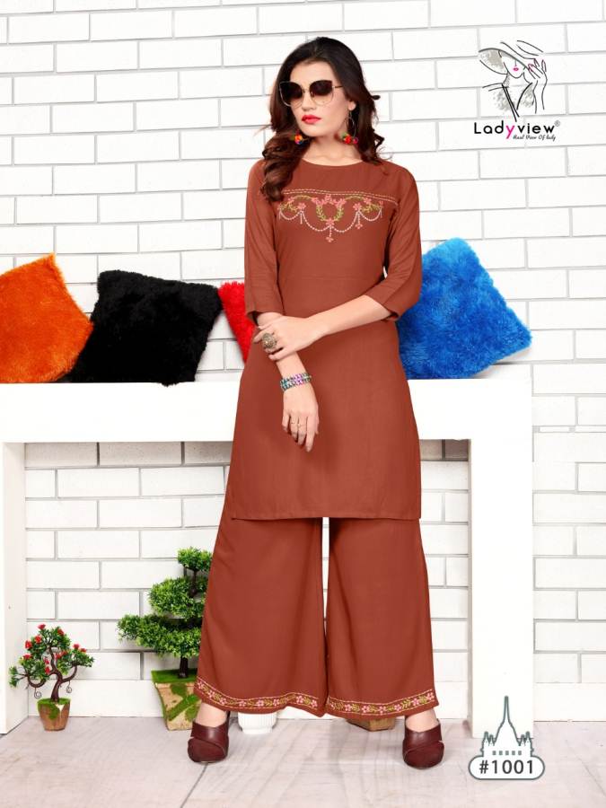 Ladyview Present New Plazzo Point Premium Quality Rayon Kurti With Bottom