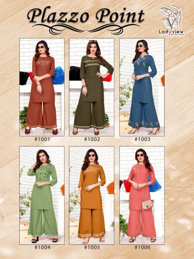 Ladyview Present New Plazzo Point Premium Quality Rayon Kurti With Bottom